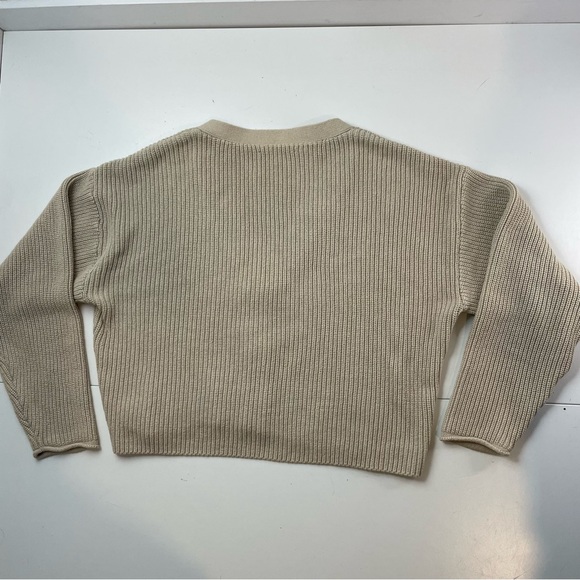 Reformation Jessa Chic Coquette Cardigan Knit Ribbed 100% Cotton Cream sz M - Picture 5 of 8